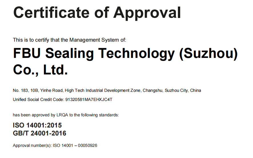 FBU Sealing Technology's ISO 14001 Certification and its impact on Mechanical Seals